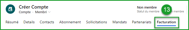 Onglet Facturation