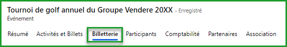 Onglet billetterie