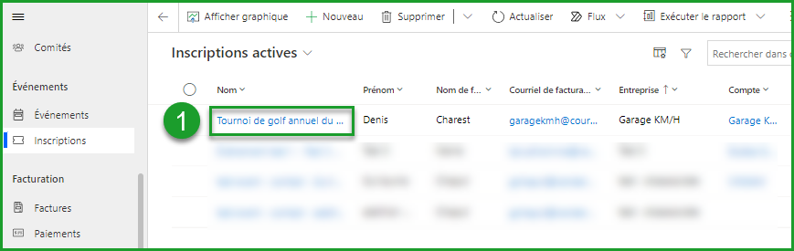 Sélectionner inscription