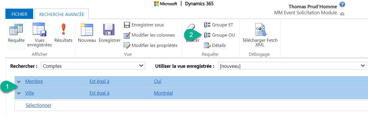 Changer la condition entre les lignes